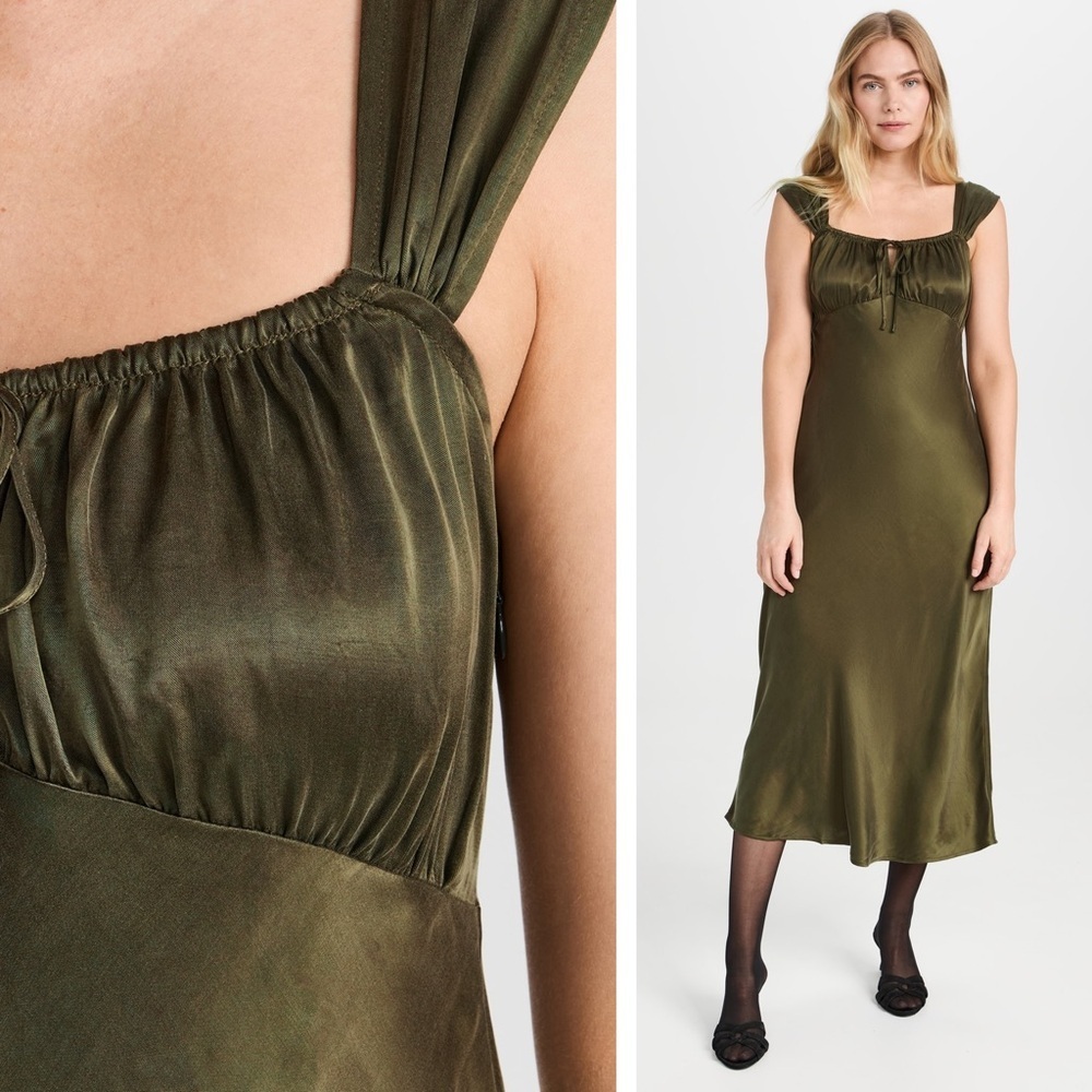 Madewell - Square Neck Midi Dress - Expedition Gr… - image 3